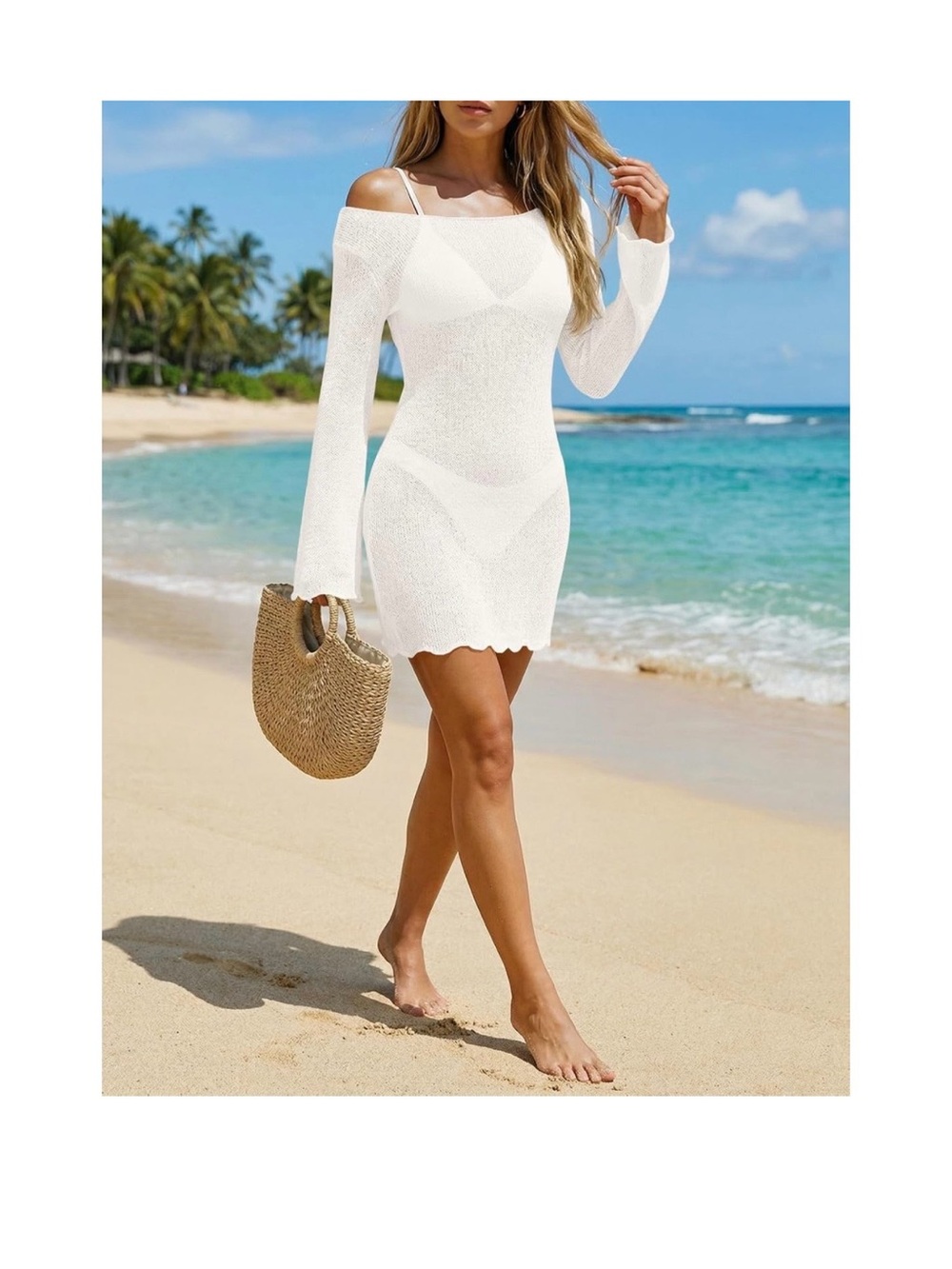 Women’s White Beach Cover-Up Dress